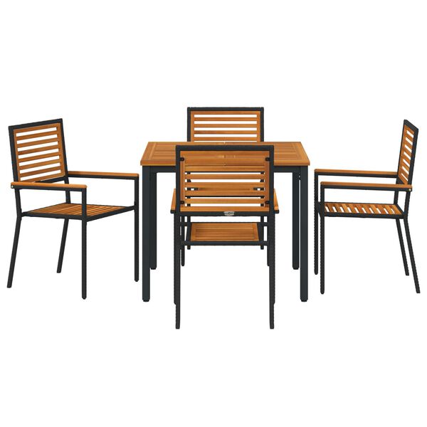 vidaXL Σέτ φαγητού για κήπο 5 pcs Μαύρο 90 x 90 x 75 cm