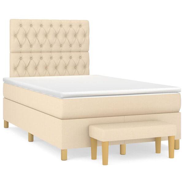 vidaXL &Kappa;&rho;&epsilon;&beta;ά&tau;&iota; Boxspring &mu;&epsilon; &Sigma;&tau;&rho;ώ&mu;&alpha; &Kappa;&rho;&epsilon;&mu; 120x200 &epsilon;&kappa;. &Upsilon;&phi;&alpha;&sigma;&mu;ά&tau;&iota;&nu;&omicron;