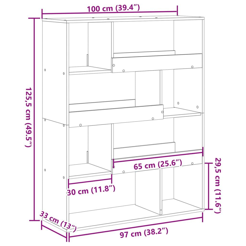 vidaXL Βιβλιοθήκη Λευκή 100x33x125,5 εκ. από Επεξεργασμένο Ξύλο