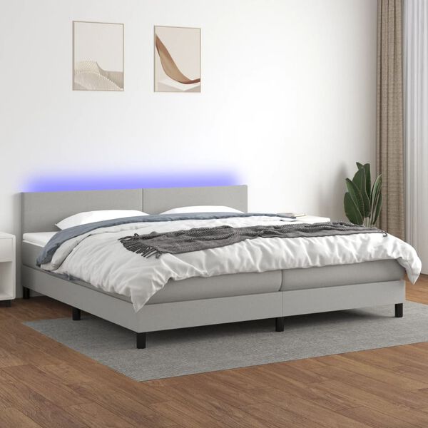 vidaXL &Kappa;&rho;&epsilon;&beta;ά&tau;&iota; Boxspring &mu;&epsilon; &Sigma;&tau;&rho;ώ&mu;&alpha; & LED &Alpha;&nu;.&Gamma;&kappa;&rho;&iota; 200x200&epsilon;&kappa;. &Upsilon;&phi;&alpha;&sigma;&mu;ά&tau;&iota;&nu;&omicron;