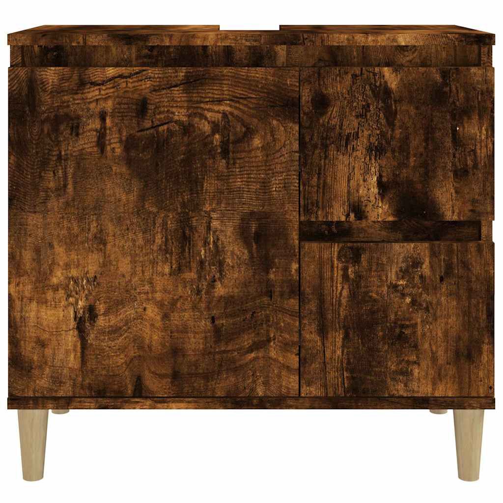 vidaXL Ντουλάπι Μπάνιου Καπνιστή Δρυς 65x33x60 εκ. Επεξεργασμένο Ξύλο