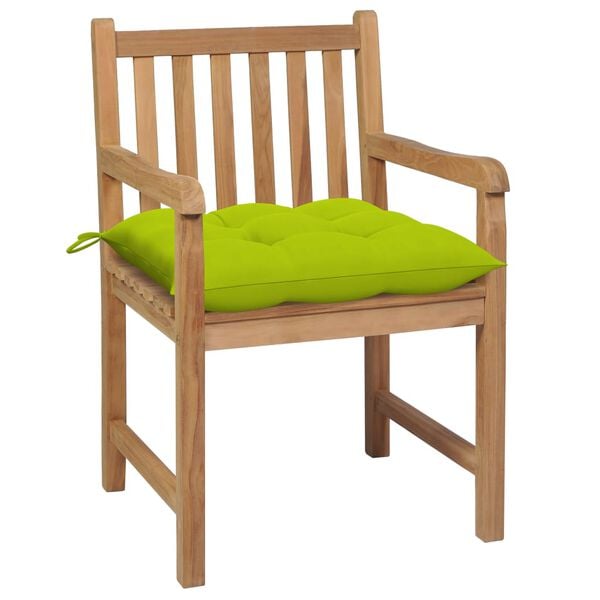 vidaXL Καρέκλες Κήπου 2 τεμ. από Ξύλο Teak με Φωτ. Πράσινα Μαξιλάρια