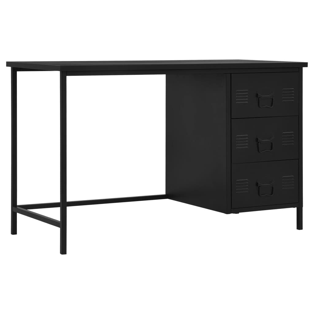 vidaXL Γραφείο με Συρτάρια Βιομηχανικό Μαύρο 120x55x75 εκ. Ατσάλινο