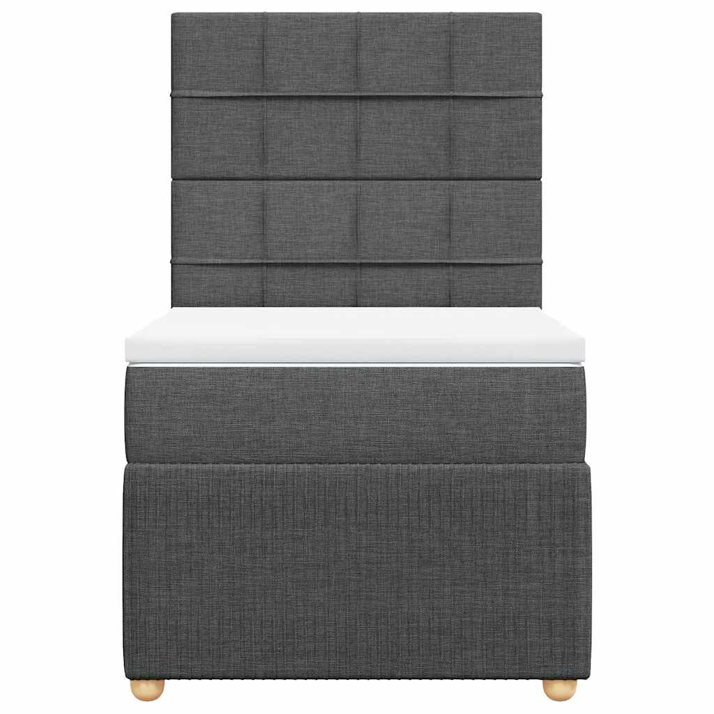 vidaXL Κρεβάτι Boxspring με Στρώμα Σκούρο Γκρι 100x200 εκ. Υφασμάτινο