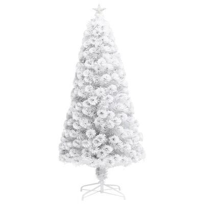 vidaXL Χριστουγεν Δέντρο Τεχνητό Προφωτισμένο Οπτικές Ίνες Λευκό 120εκ