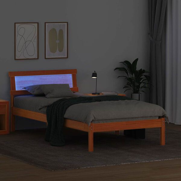 vidaXL Σκελετός Κρεβατιού Καφέ κεριού 75 x 190 cm Μασίφ ξύλο πεύκου