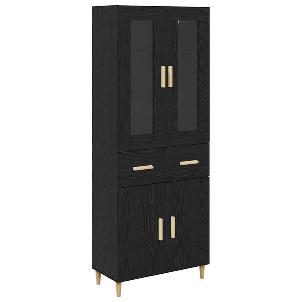vidaXL Highboard &Mu;&alpha;ύ&rho;&eta; &Omicron;&xi;&upsilon;ά 69,5 x 34 x 180 &epsilon;&kappa;. &Epsilon;&pi;&epsilon;&xi;&epsilon;&rho;&gamma;&alpha;&sigma;&mu;έ&nu;&omicron; &xi;ύ&lambda;&omicron;