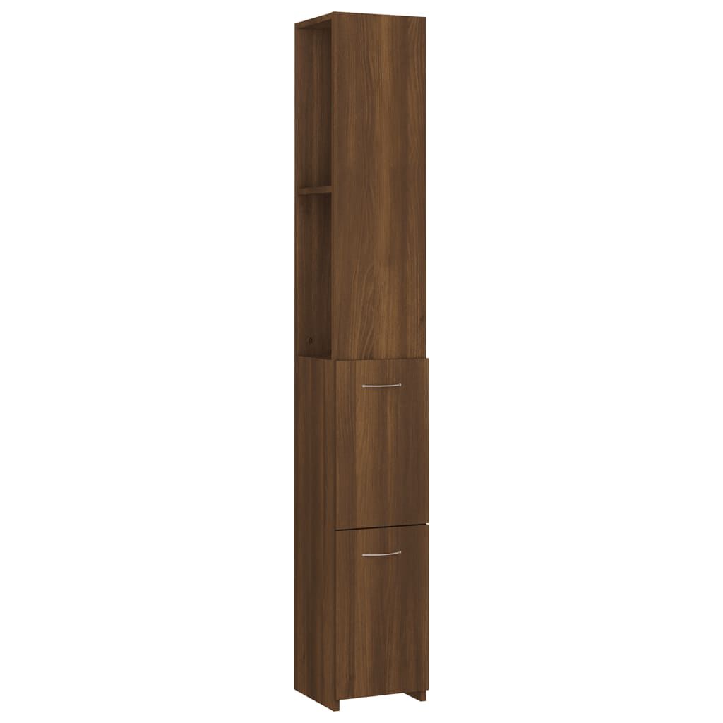 vidaXL Ντουλάπι Μπάνιου Καφέ Δρυς 25x26,5x170 εκ. Επεξεργασμένο Ξύλο
