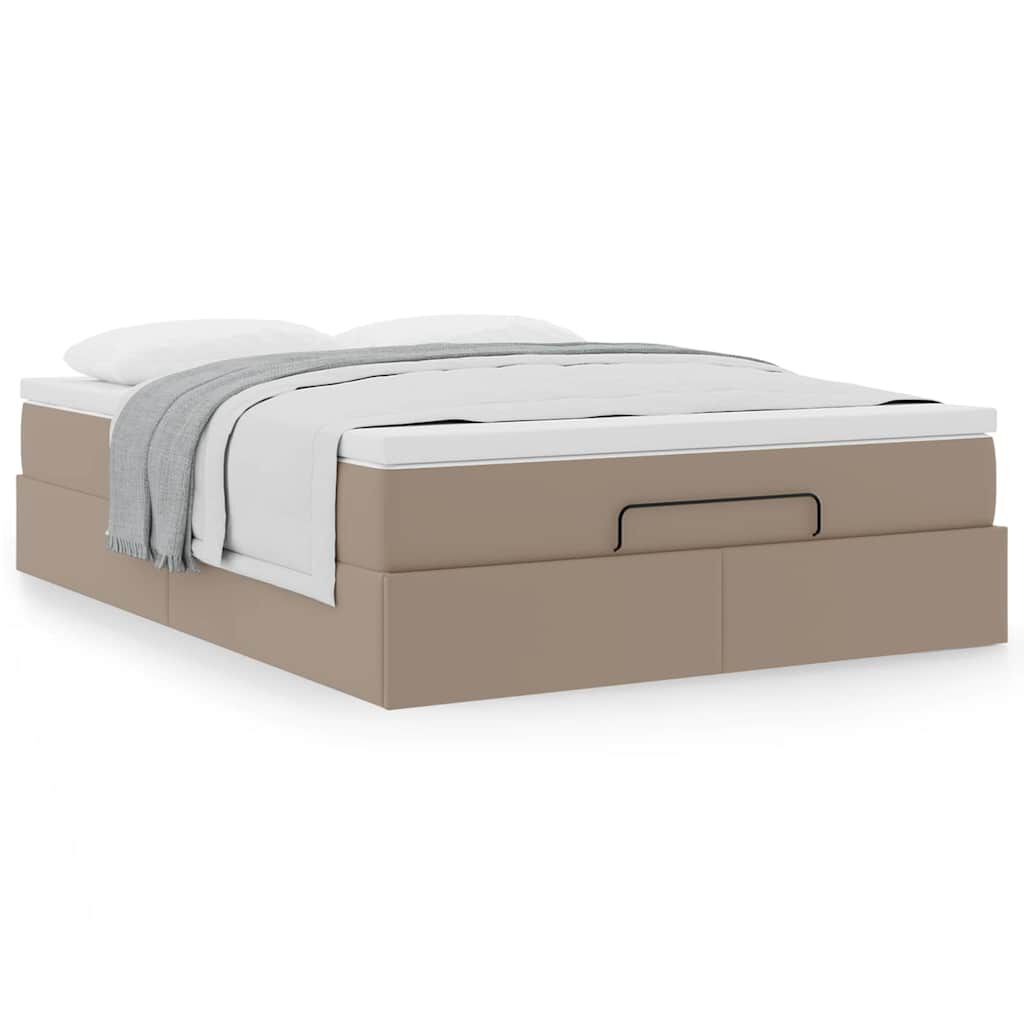 vidaXL Οθωμανικό κρεβάτι με στρώμα Cappucino 140x190cm Faux Leather