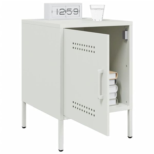vidaXL Κομοδίνο Λευκό 36x39x50,5 εκ. από Χάλυβα