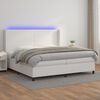 vidaXL Κρεβάτι Boxspring με Στρώμα & LED Λευκό 200x200 εκ. Συνθ. Δέρμα