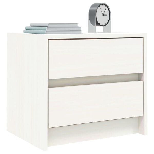 vidaXL Κομοδίνα 2 τεμ. Λευκά 40 x 31 x 35,5 εκ. από Μασίφ Ξύλο Πεύκου