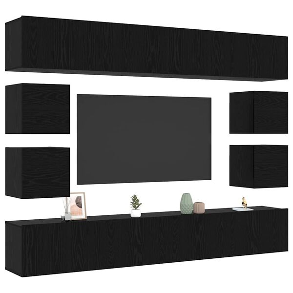 vidaXL Σετ επίπλου τηλεόρασης 8 pcs Μαύρη δρυς 100 x 30 x 30 cm