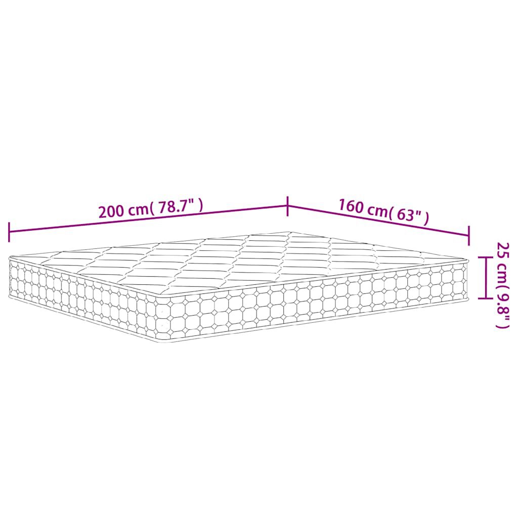 vidaXL Στρώμα με Pocket Springs Μεσαία Σκληρότητα 160 x 200 εκ.