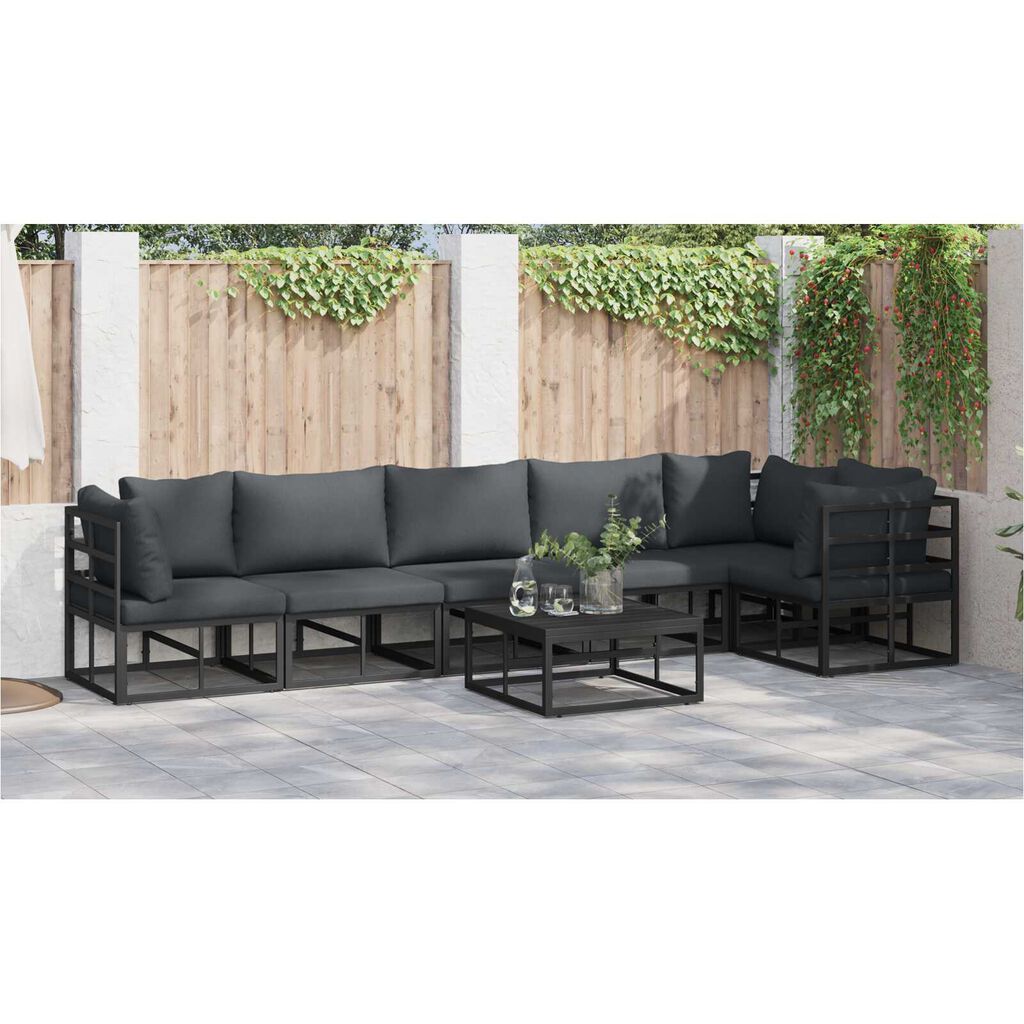 vidaXL Σετ Καναπέ Κήπου 7 pcs Μαύρο 70 x 70 x 32 εκ Αλουμίνιο