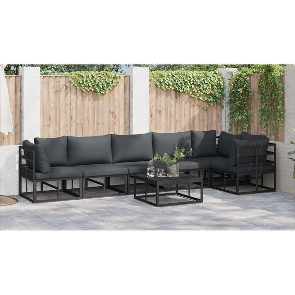 vidaXL Σετ Καναπέ Κήπου 7 pcs Μαύρο 70 x 70 x 32 εκ Αλουμίνιο
