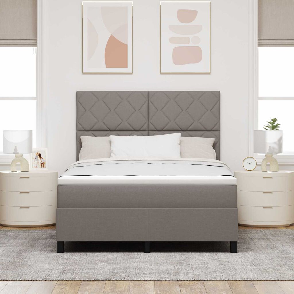 vidaXL Κρεβάτι με ελατήρια και στρώμα & LED - Ταμπά 160 x 200 εκ. Καμβάς