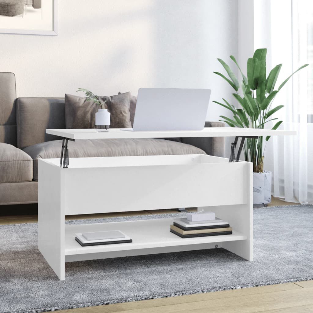 vidaXL Τραπεζάκι Σαλονιού Γυαλ. Λευκό 80x50x40 εκ. Επεξεργ. Ξύλο