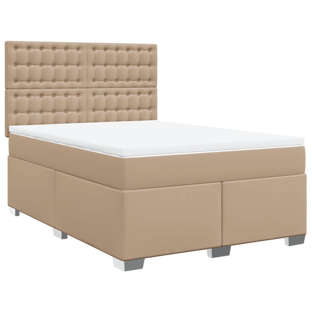 vidaXL Κρεβάτι Boxspring με Στρώμα Καπουτσίνο 140x200εκ.από Συνθ.Δέρμα