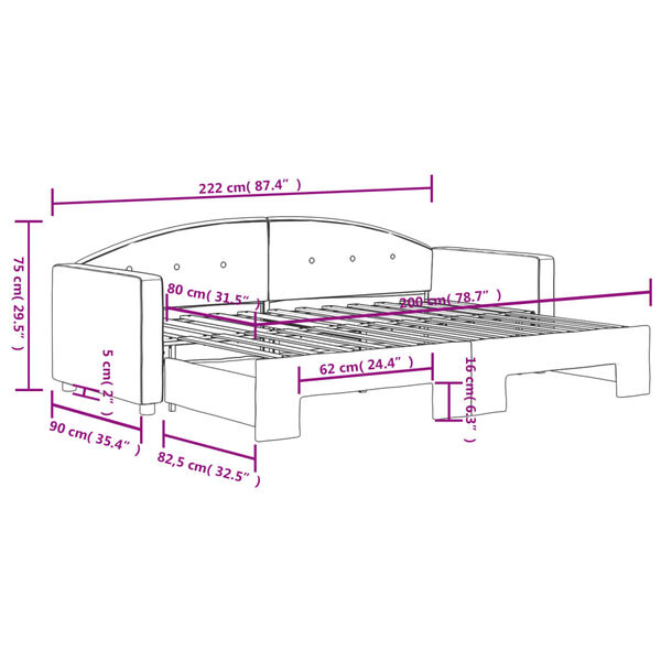 vidaXL Καναπές Κρεβάτι Συρόμενος Ροζ 80 x 200 εκ. Βελούδινος