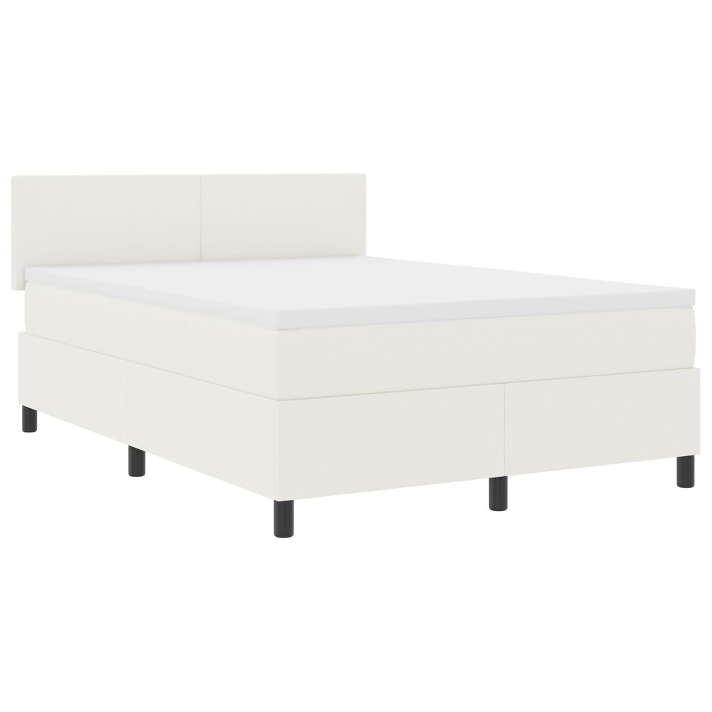 vidaXL Κρεβάτι Box Spring με Στρώμα & LED Κρέμα 160x200 εκ. Ύφασμα κορδούρας