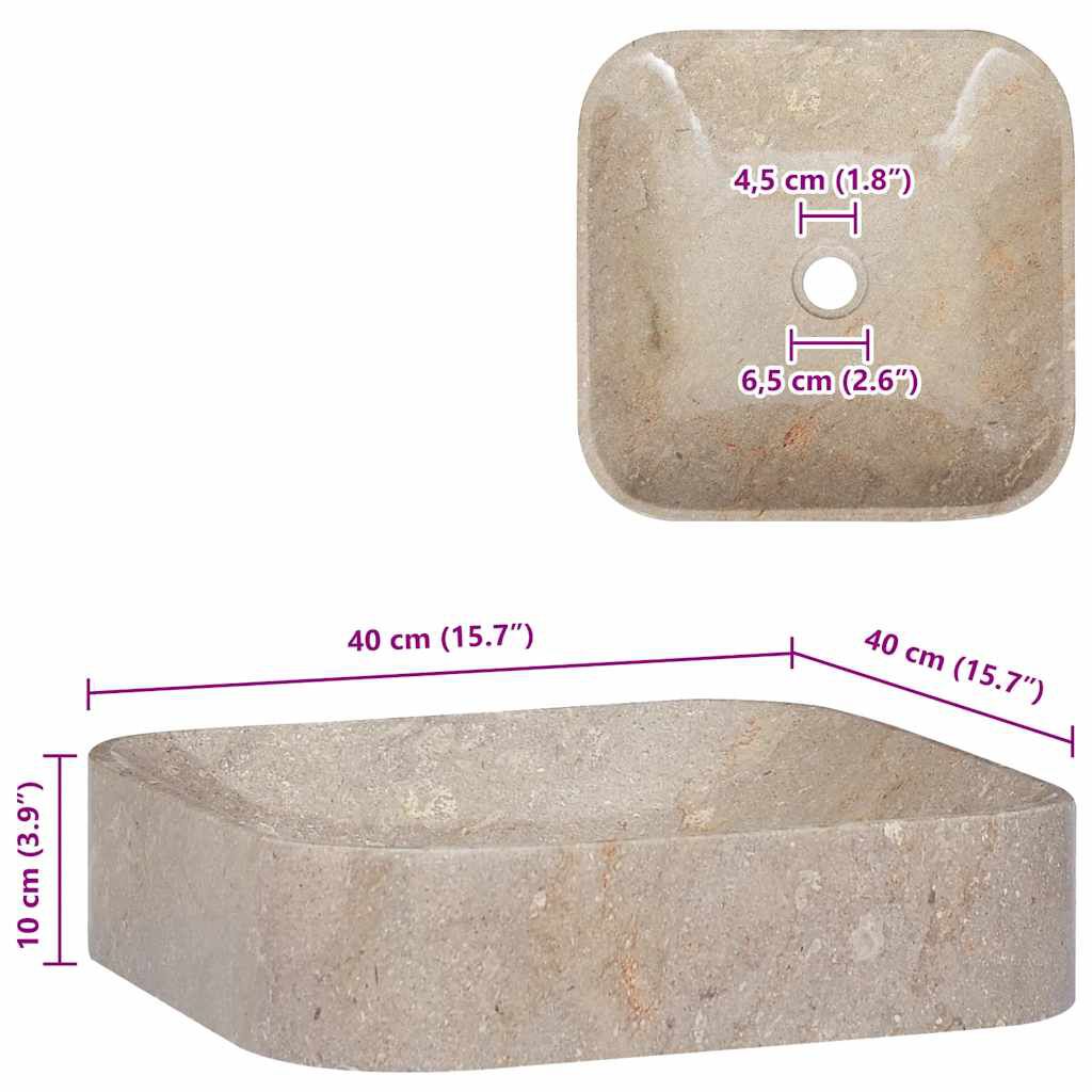 vidaXL Νιπτήρας Μαύρος 40 x 40 x 10 εκ. Μαρμάρινος