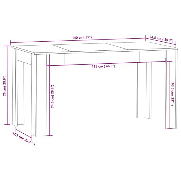 vidaXL Τραπεζαρία Λευκή 140x74,5x76 εκ. από Επεξεργασμένο Ξύλο