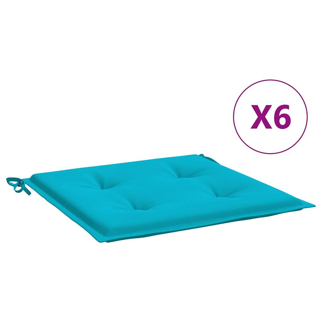 vidaXL Μαξιλάρια Καρέκλας Κήπου 6 τεμ. Τιρκουάζ 50x50x4 εκ. Υφασμάτινα