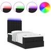 vidaXL Οθωμανικό κρεβάτι με στρώμα & LEDs Μαύρο Συνθετικό δέρμα