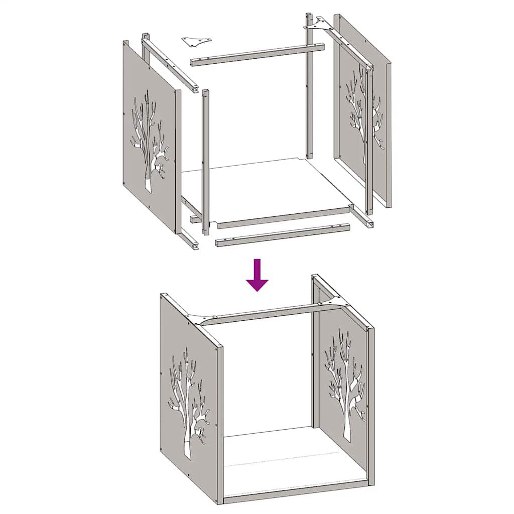vidaXL Ράφι Καυσόξυλων 40x40x40 εκ. Χάλυβας ψυχρής έλασης