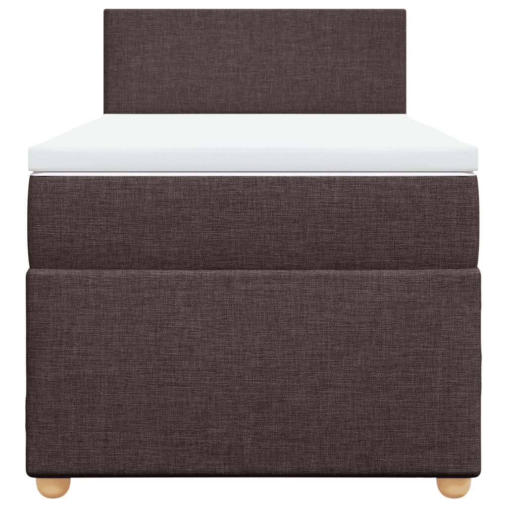 vidaXL Κρεβάτι Boxspring με Στρώμα Σκούρο Καφέ 90x190 εκ. Υφασμάτινο