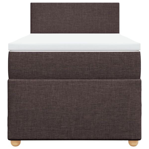 vidaXL Κρεβάτι Boxspring με Στρώμα Σκούρο Καφέ 90x190 εκ. Υφασμάτινο