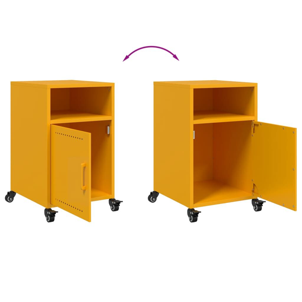vidaXL Κομοδίνο Μουσταρδί 36x39x59 εκ. από Χάλυβα