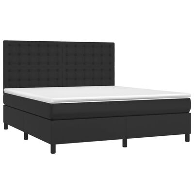 vidaXL Κρεβάτι Boxspring με Στρώμα Μαύρο 160x200εκ.από Συνθετικό Δέρμα
