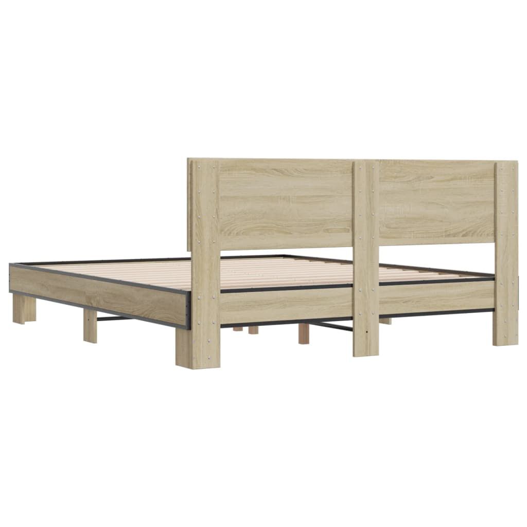 vidaXL Πλαίσιο Κρεβατιού Sonoma Δρυς 160x200 εκ. Επεξ. Ξύλο & Μέταλλο