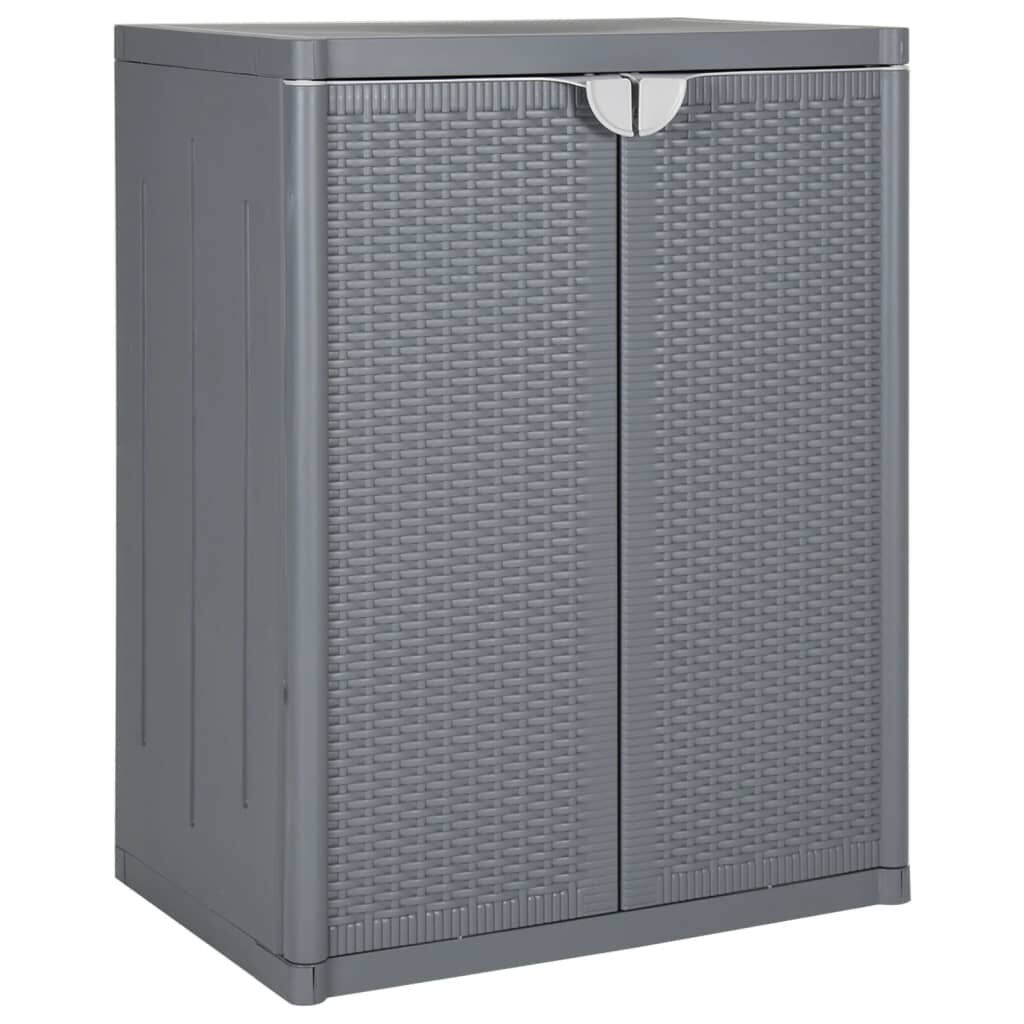 vidaXL Ντουλάπι Αποθήκευσης Κήπου Γκρι 65x45x88 εκ. από Ρατάν PP