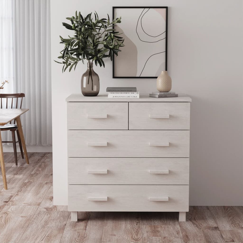vidaXL Ντουλάπι HAMAR Λευκό 79 x 40 x 80 εκ. από Μασίφ Ξύλο Πεύκου