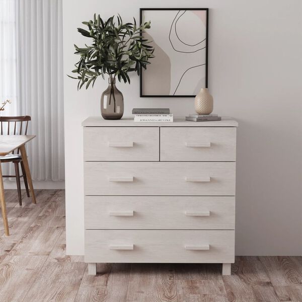 vidaXL Ντουλάπι HAMAR Λευκό 79 x 40 x 80 εκ. από Μασίφ Ξύλο Πεύκου