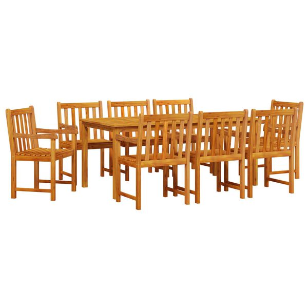 vidaXL Σετ Τραπέζι Φαγητού 9 pcs Φυσικό ξύλο 180 x 90 x 75 cm