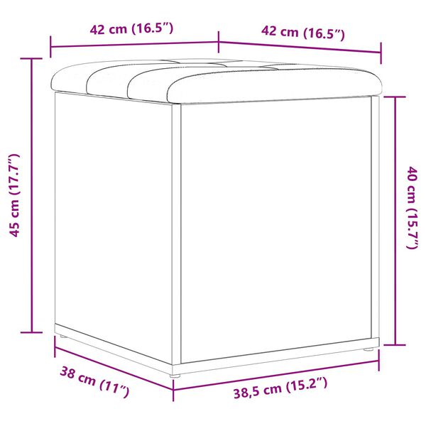vidaXL Παγκάκι Αποθήκευσης Μαύρος Δρυός 42x42x45 εκ. Μασίφ Ξύλο