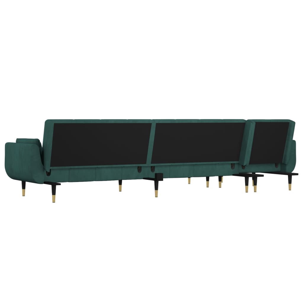 vidaXL Καναπές Κρεβάτι Γωνιακός Σκ. Πράσινο 275x140x70 εκ. Βελούδινος