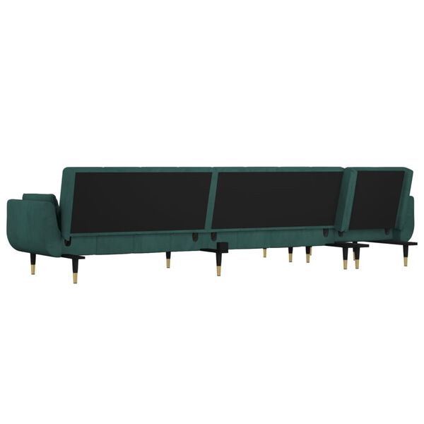 vidaXL Καναπές Κρεβάτι Γωνιακός Σκ. Πράσινο 275x140x70 εκ. Βελούδινος