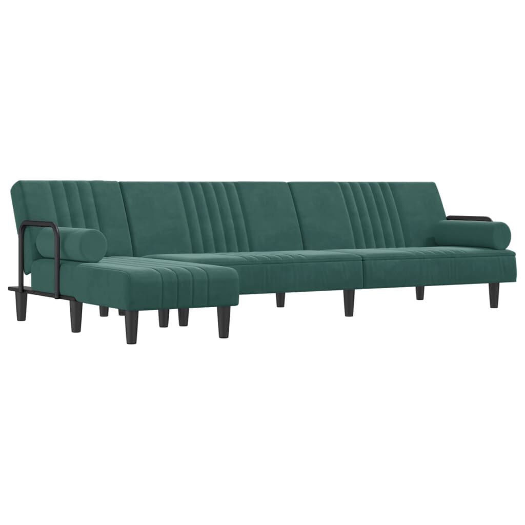 vidaXL Καναπές Κρεβάτι Γωνιακός Σκ. Πράσινο 260x140x70 εκ. Βελούδινος
