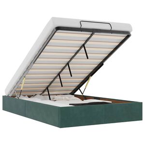 vidaXL Οθωμανικό πλαίσιο κρεβατιού χωρίς στρώμα Σκούρο πράσινο Velvet