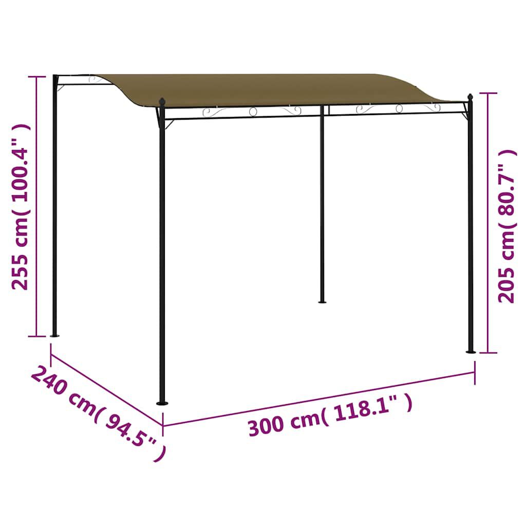 vidaXL Κιόσκι Σκίασης Taupe 3 x 2,4 μ. 180 γρ./μ²