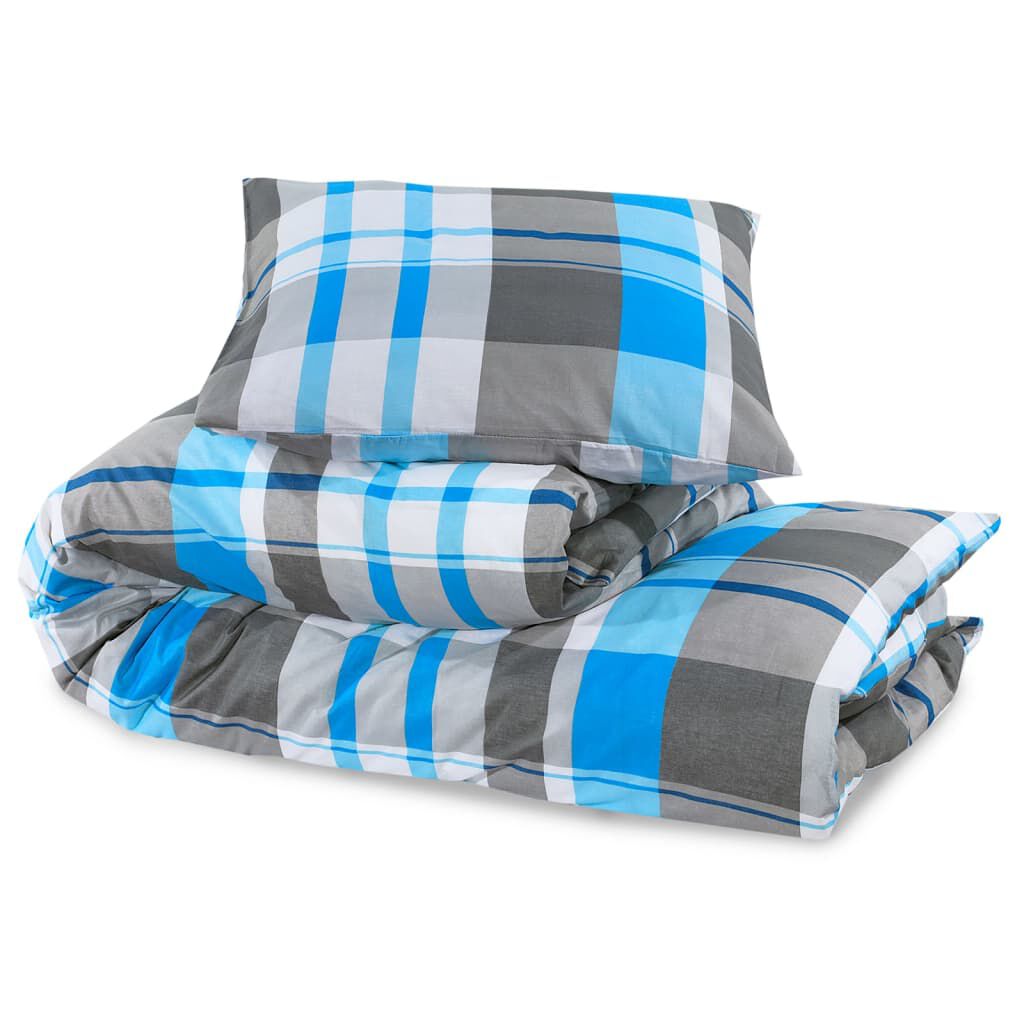 vidaXL Σετ Παπλωματοθήκης Μπλε και Γκρι 260x220 εκ. Βαμβακερό