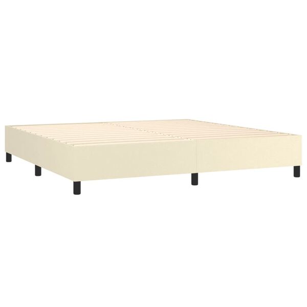 vidaXL Κρεβάτι Boxspring με Στρώμα Κρεμ 200x200 εκ. Συνθετικό Δέρμα