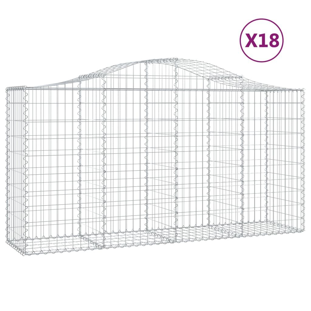 vidaXL Συρματοκιβώτια Τοξωτά 18 τεμ. 200x50x100/120 εκ. Γαλβαν. Ατσάλι