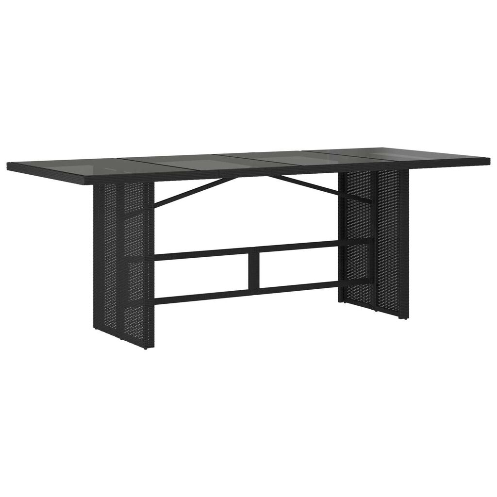 vidaXL Σέτ φαγητού για κήπο με μαξιλάρι 7 pcs Μαύρο συνθετικό ρατάν