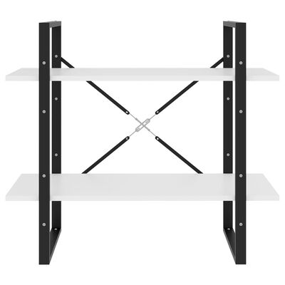 vidaXL Βιβλιοθήκη με 2 Ράφια Λευκή 80 x 30 x 70 εκ. από Μοριοσανίδα
